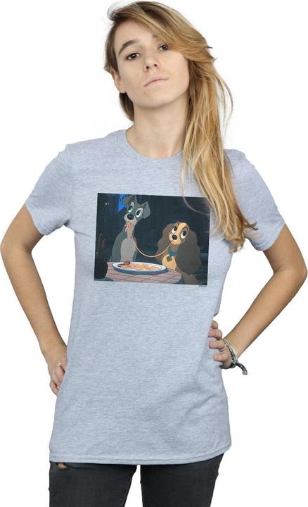 Actual product image Disney Womens/Ladies Lady And The Tramp Spaghetti Slurp Cotton Boyfriend T-Shirt (XXL)