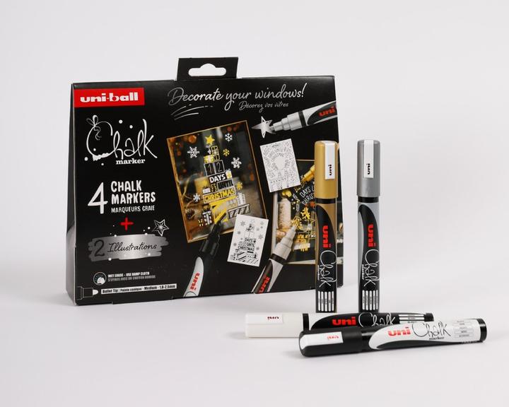 Produktbild Uni-ball Chalk Marker (Weiss, Silber, Schwarz, Gold, 2.50 mm, 4 x)