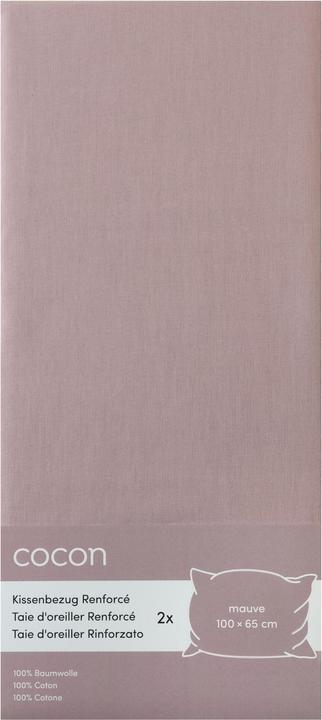 Cocon Kissenbezug Renforcé 100 x 65 cm, Mauve, 2 (Copricuscino, 100 x 65 cm)