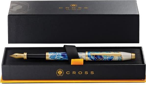Cross Wanderlust Malta F fountain pen gift box (Blue, White lacquer, Gold, Motif Malta, 1 x)