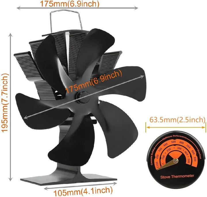 Image du produit Highsam Ventilateur de cheminée à 6 pales, support