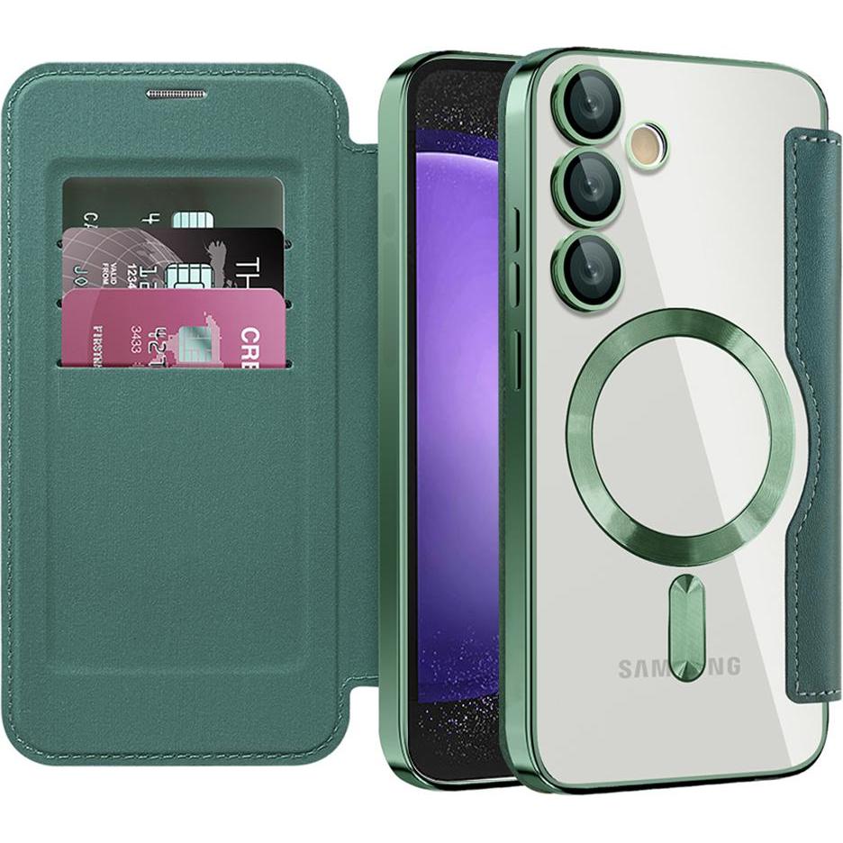 Techsuit - SmartMag Book Case - Samsung Galaxy S23 FE - Green (Samsung Galaxy S23 FE), Cover smartphone, Verde