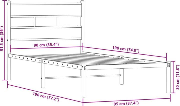 Image du produit vidaXL Bettgestell (90 x 190 cm)