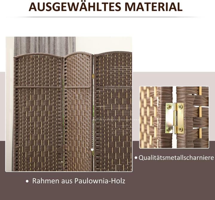 Actual product image Homcom Paravent Polypropylen, Kiefernholz Braun