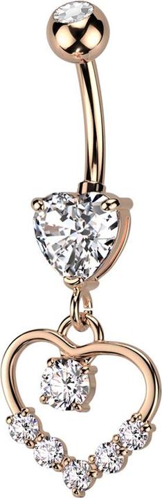 Immagine prodotto Star Piercing Banana in oro rosa con sfera e cuore in cristallo ciondolo in argento cuore sei cristalli (Ottone, Acciaio chirurgico 316L)