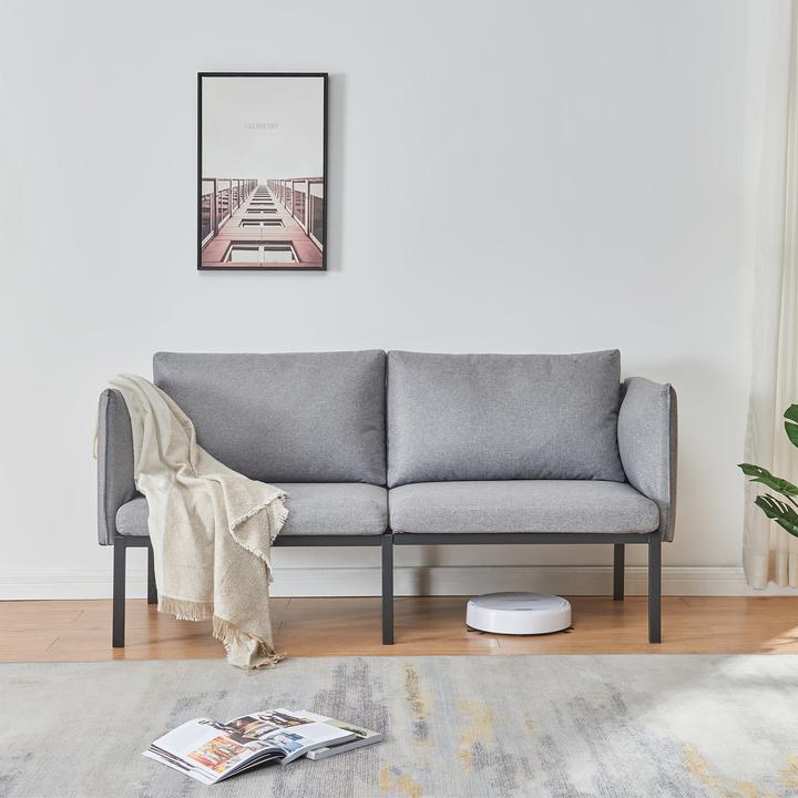 Actual product image En.Casa 2-Sitzer-Sofa Kamar 69x158x63 cm Grau (2 person sofa)