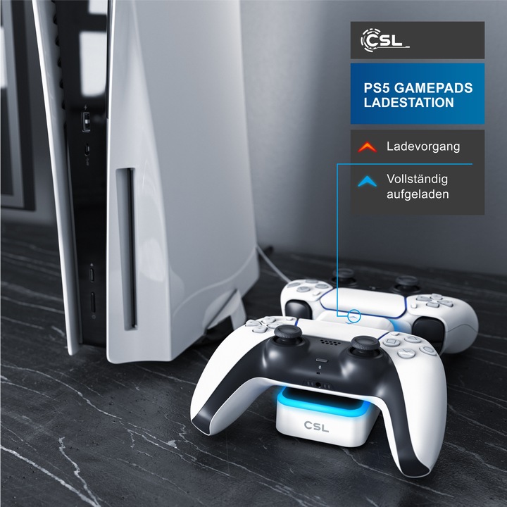 Image du produit CSL Station de charge pour manette PS5, Twin Charge, chargeur de manette de jeu, sans fil, câble de (PS5)