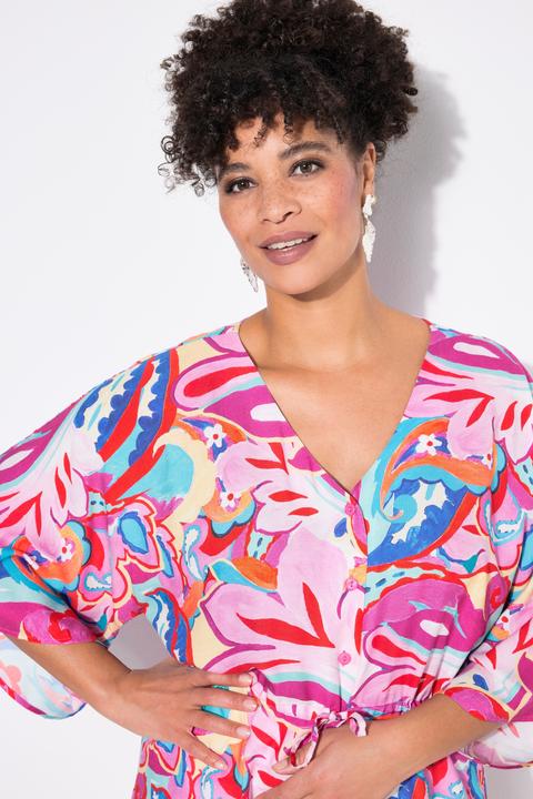 Produktbild Miamoda Kimonobluse, A-Linie, Alloverdruck, Taillen-Tunnelzug (46, 48)