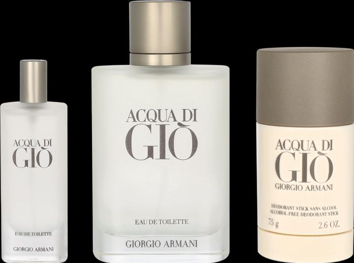 Produktbild Giorgio Armani Acqua di Giò Homme Set Eau de Toilette 100ml + Deostick 75ml + Reisegrösse 15ml (Parfum set)