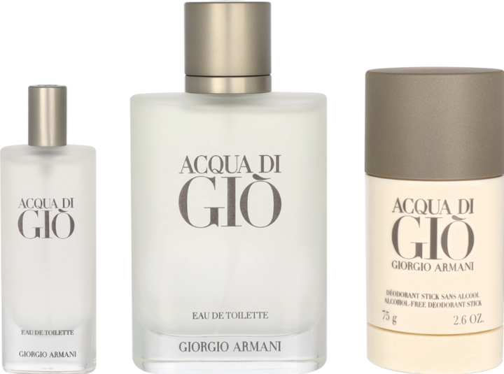 Produktbild Giorgio Armani Acqua di Giò Homme Set Eau de Toilette 100ml + Deostick 75ml + Reisegrösse 15ml (Parfum set)