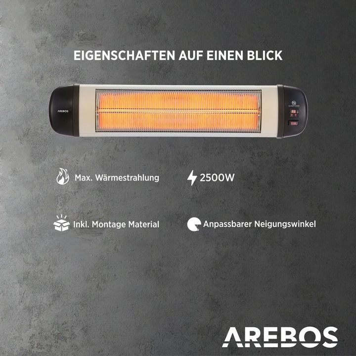 Actual product image Arebos Infrared heater 2500 W with remote control (2500 W)