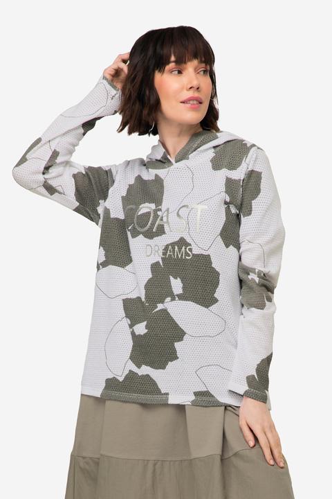 Produktbild Laurasøn Hoodie, Blätter Print, Netz-Kapuze, Langarm (S)