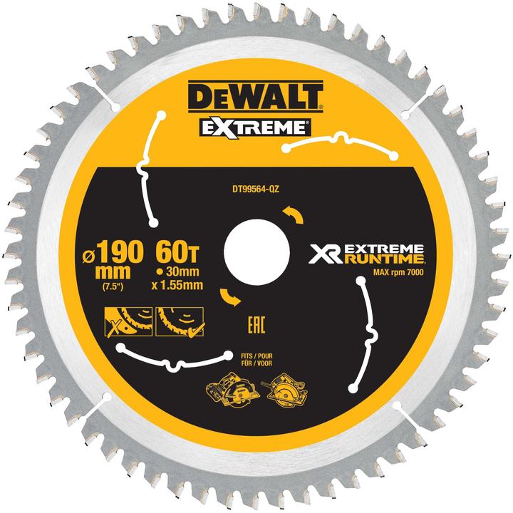 DeWalt Xtreme Runtime 190mm x 30mm 60T CSB