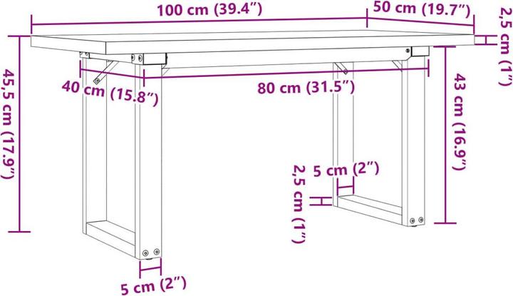 Image du produit vidaXL Couchtisch (100 x 50 x 45.50 cm)