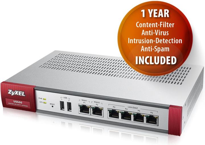 Image du produit Zyxel USG60 y compris l'offre groupée d'un an de service