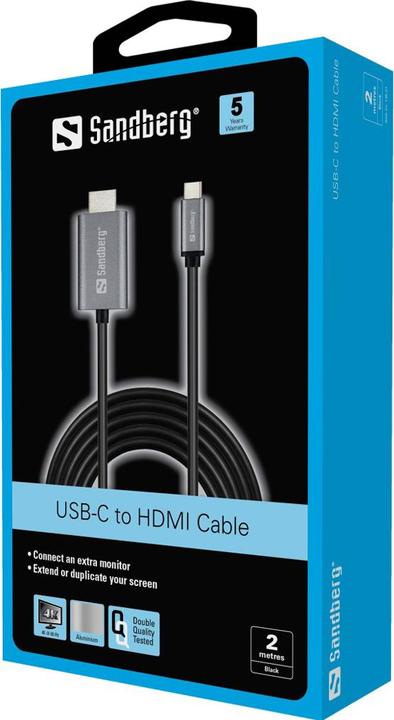Image du produit Sandberg USB Typ C — HDMI (Typ A) (2 m, HDMI, USB Type C, 1.4)