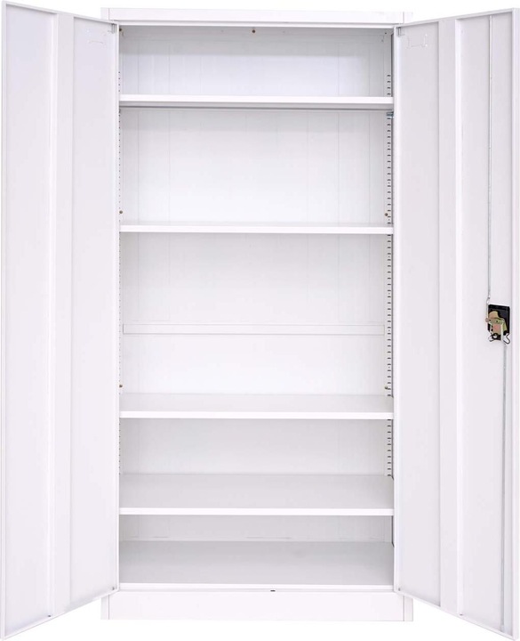 Produktbild Mendler Aktenschrank, Stahlschrank Büroschrank, 2 Türen 185x90cm weiss (185 x 90 x 40 cm)