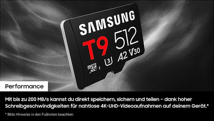 Productafbeelding Samsung T9 microSD memory card 128GB up to 200 MB/s read and 130 MB/s write MB-MH128T/WW (128 GB, microSDXC, U3, UHS-I)