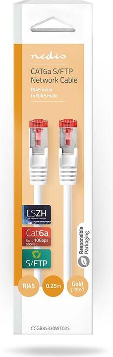 Produktbild Nedis CAT6a-Netzwerkkabel | S/FTP | RJ45 Stecker | RJ45 Stecker | 0.25 m | Snagless | Rund | LSZH | (S/FTP, CAT6a, 0.25 m)
