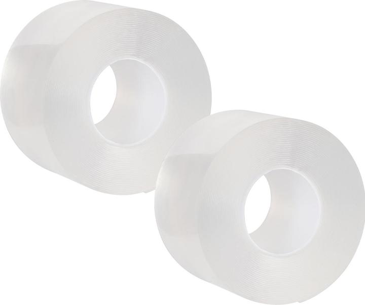 Ideoon 2er-Set Doppelseitiges Nano-Klebeband Transparent (5m x 50mm): Starke 110g/cm² Haltekraft