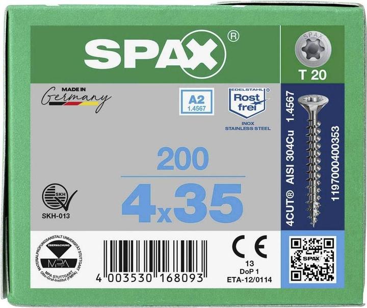 Actual product image Spax A2 Countersunk Multi-Head T-Star Plus T20 Fully Threaded (200 Screws per piece)