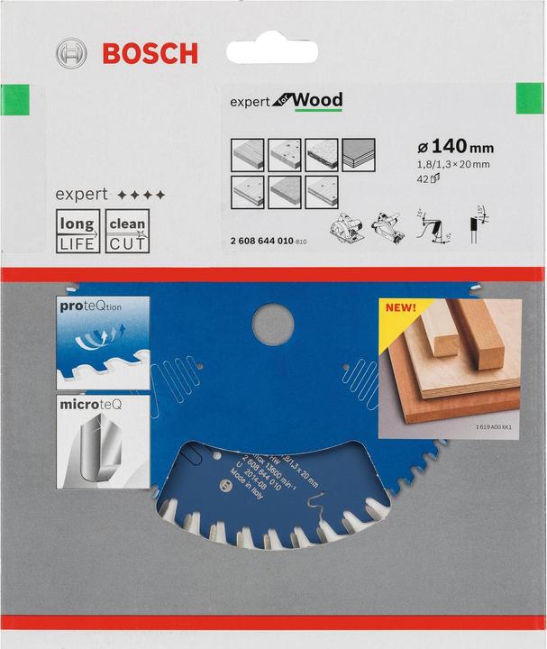 Produktbild Bosch Professional Zubehör Kreissägeblatt Expert for Wood, 140 x 20 x 1,8 mm, 42