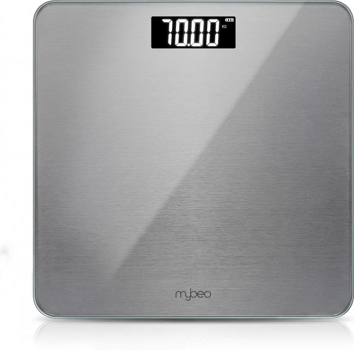 Mybeo Personenwaage digital, Trittfläche aus 6mm Sicherheitsglas, max.180 kg Belastung, schmales Design (180 kg)