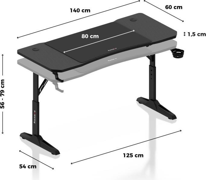 Image du produit Huzaro Biurko gamingowe Hero 3.6 Black