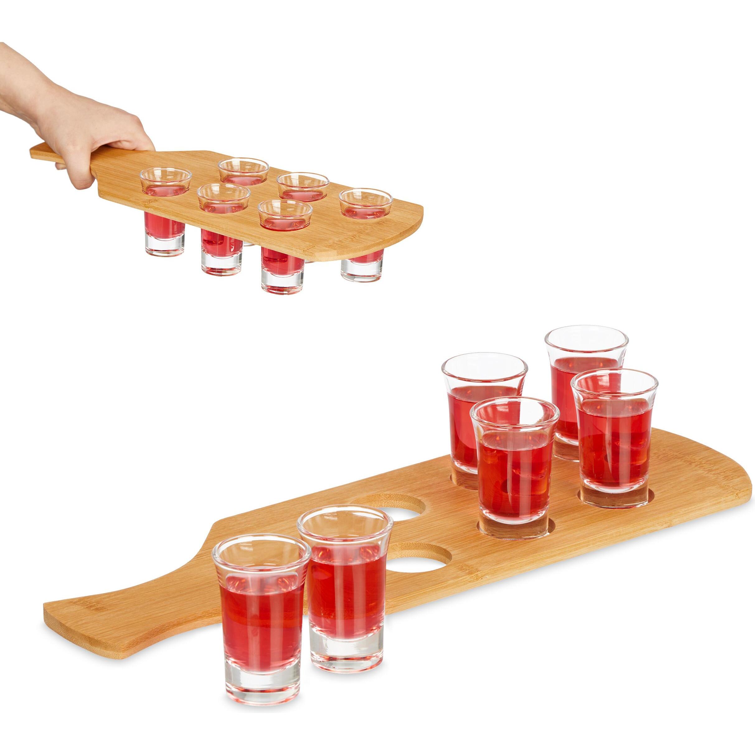 Thumbnail - Relaxdays Schnapsbrett, Cocktailgläser, Braun