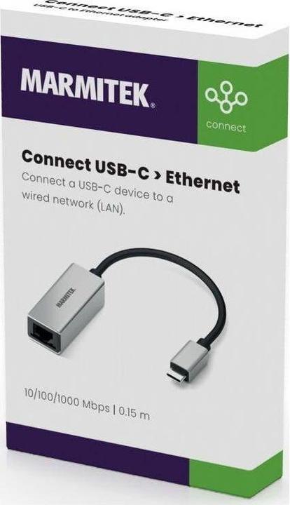 Actual product image Marmitek Adapter Connect USB-C > Ethernet (USB-C)