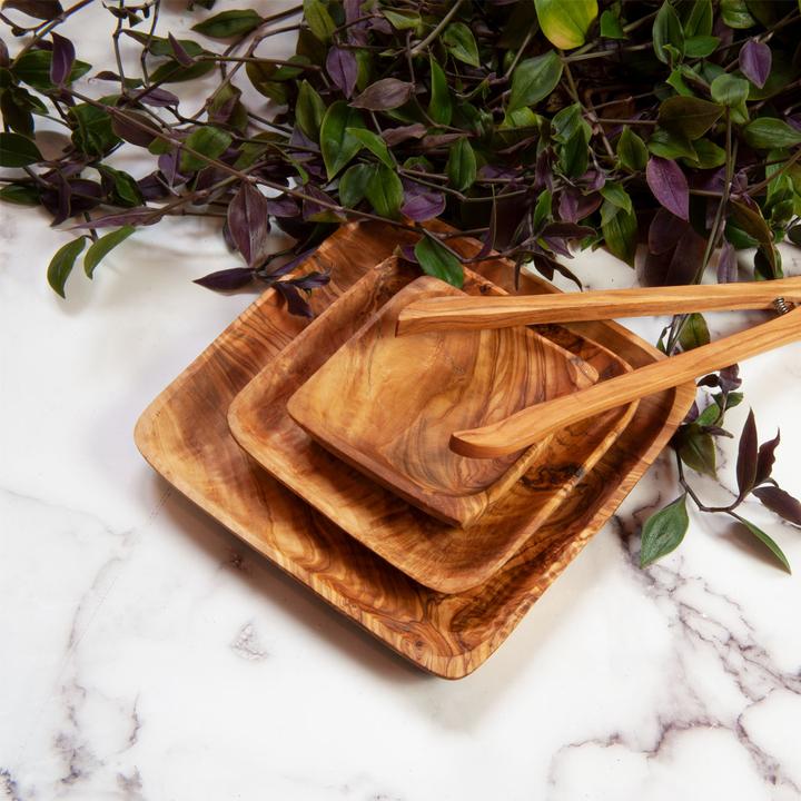 Immagine prodotto Natura Punto 3 ciotole quadrate, legno d'oliva, 11 x 11cm, 15 x 15cm, 20 x 20cm