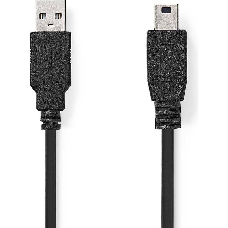 Nedis USB-Kabel USB 2.0 USB-A Stecker USB Mini-B 5 pin Stecker 480 Mbps Vernickelt 1.00 (1 m, USB 2.0), USB Kabel