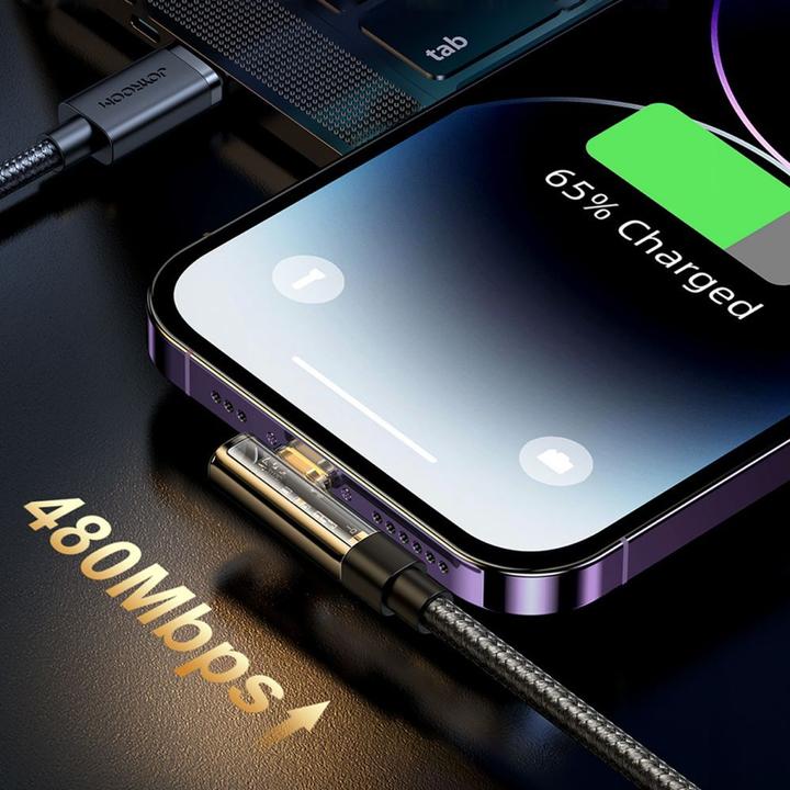 Produktbild Joyroom S-UL012A6 2.4A USB-A to Lightning Right Angle Fast Charging Data Cable 1.2m-Black (1.20 m, USB 2.0)