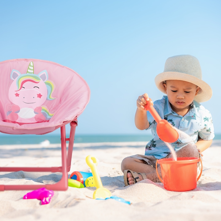 Actual product image Relaxdays Foldable Kids Moon Chair, Camping Seat (High chair)
