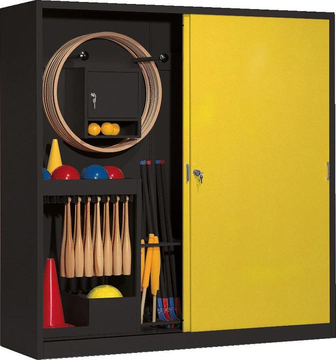 Actual product image C+P Sports equipment locker (HxWxD: 195x190x60 cm, with solid sheet metal sliding doors, type 5)