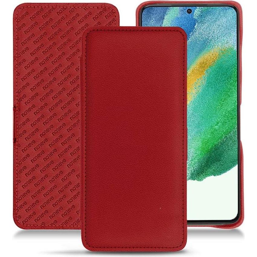 Noreve Lederschutzhülle Samsung Galaxy S21 FE (Samsung Galaxy S21 FE), Smartphone Hülle, Rot