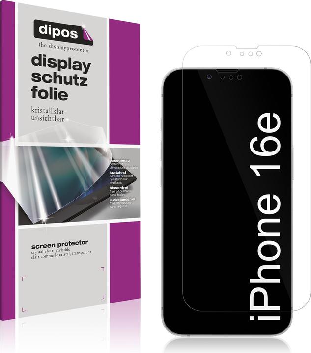 Dipos Screen Protector Crystalclear for Apple iPhone 16e (1 Piece, Apple iPhone 16e)