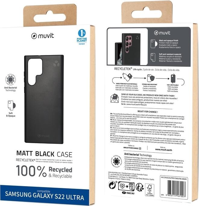 Produktbild Muvit For Change Coque Recycletek Souple Noir Samsung Galaxy S22 Ultra (Samsung Galaxy S22 Ultra)