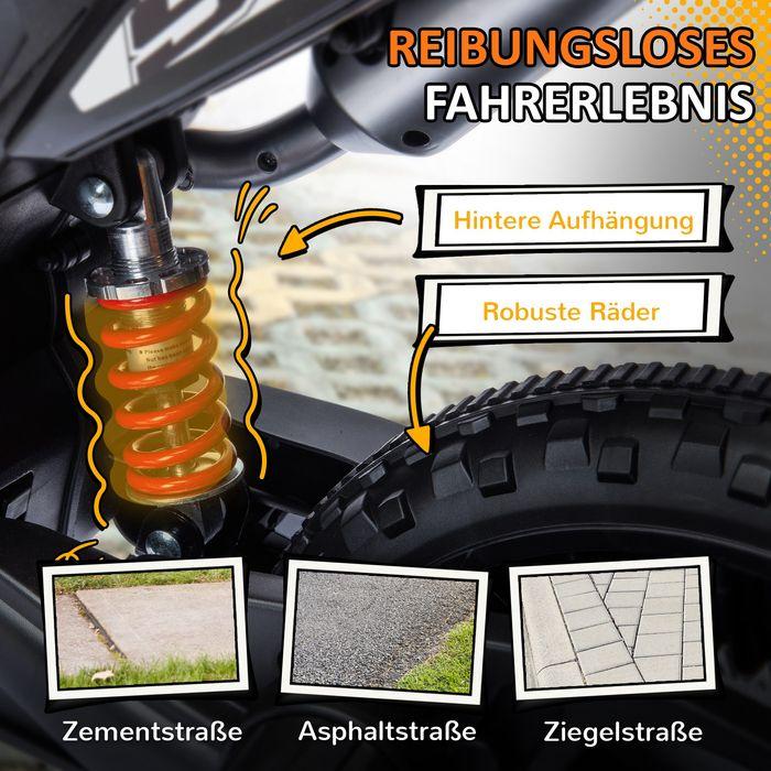Produktbild Swisshandel24 Kinder Elektro-Motorrad, 12V Kindermotorrad mit Musik, 6 km/h, 3-8 Jahre, bis 30kg, gelb (12 V)