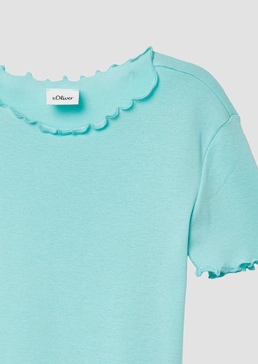 Produktbild S.Oliver T-Shirt Verkürztes T-Shirt im Slim Fit mit Wellensaum (134, 140)