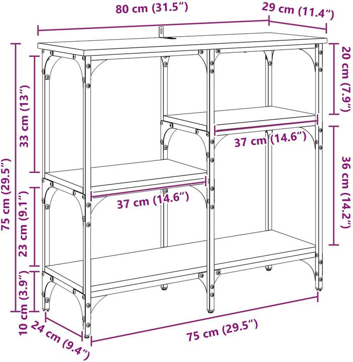 Produktbild vidaXL Konsolentisch (29 x 80 x 75 cm)