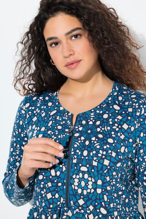 Image du produit Ulla Popken Robe midi en molleton avec fermeture zippée, col rond et manches longues, coupe évasée (62)