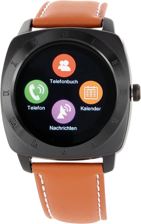 Produktbild Xlyne TFT, MTK2502C, Bluetooth 4.0, Li-Po Schwarzchrom - Leichter Cognac (45 mm)