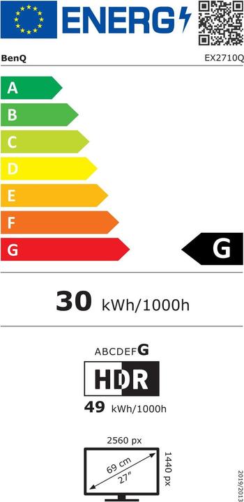 Energie-Label BenQ EX2710Q (2560 x 1440 Pixel, 27")