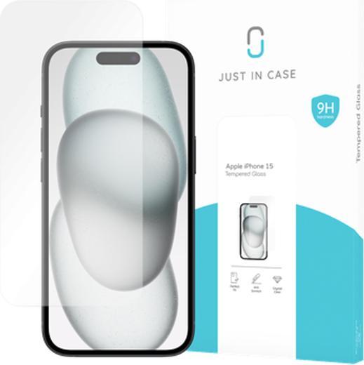 Produktbild Just in Case GehÃ¤rtetes Glas Clear Displayschutzfolie Apple iPhone 15 (1 Stück, Apple iPhone 15)