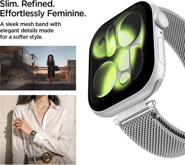 Produktbild Spigen Pasek WBM4 Band do Apple Watch 8 / 9 / 10 / 11 / SE 40/41/42mm Silver (Edelstahl)