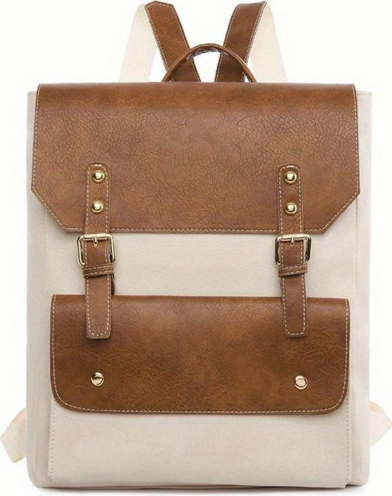 Image du produit Only-Bags.Store Sac à dos vintage à rabat et boucle, sac d'école style preppy, sac de jour pour ordinateur portable