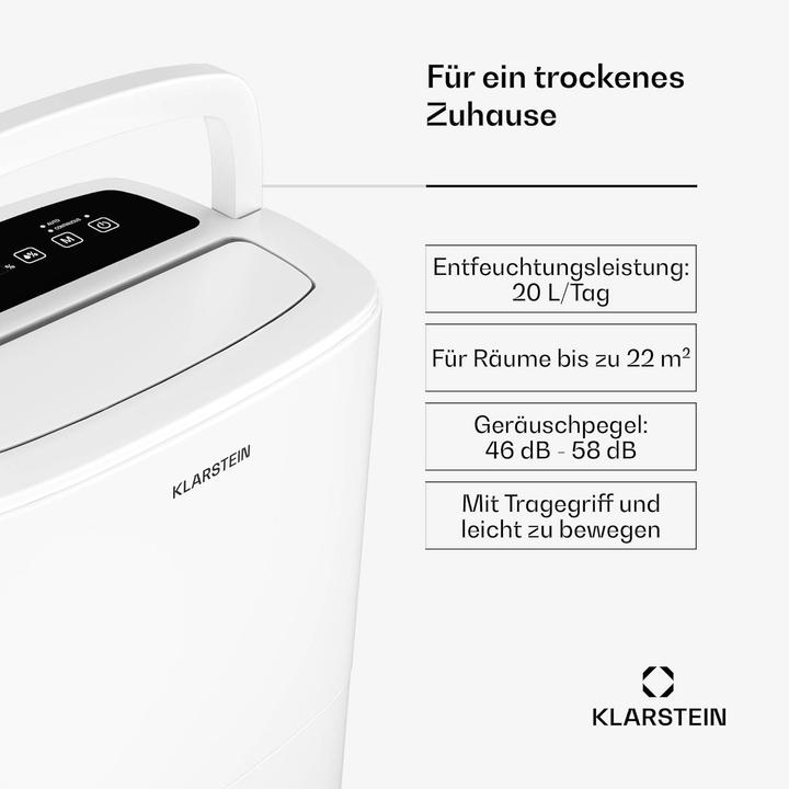 Actual product image Klarstein Luftentfeuchter mit Auto-Swing & Timer (22 m²)