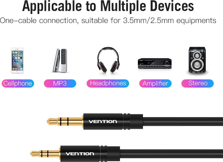 Actual product image Vention 3.5mm jack - 2.5mm jack (0.50 m, 2.5mm, 3.5mm jack (AUX))