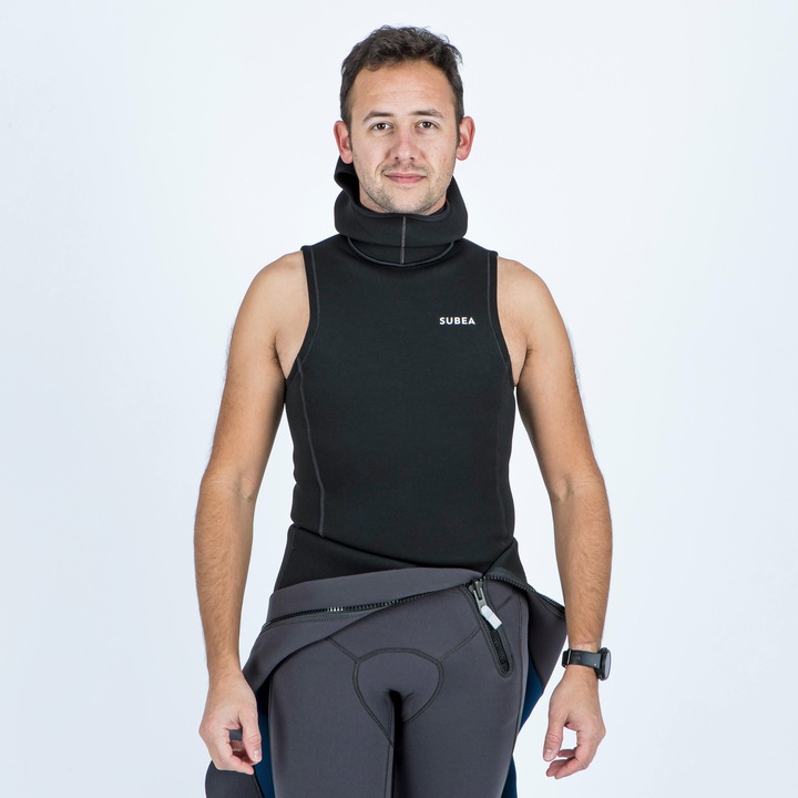 Image du produit Subea Top de plongée avec capuche 3/2 mm néoprène - Noir/Gris (3/2 mm, S)